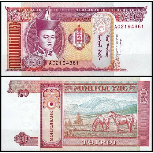 Монголия 20 тугриков 1993 (UNC Pick 55) банкнота монголия 50 менго 1993
