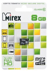 Карта памяти Mirex microSD, 8 Гб, SDHC, класс 10