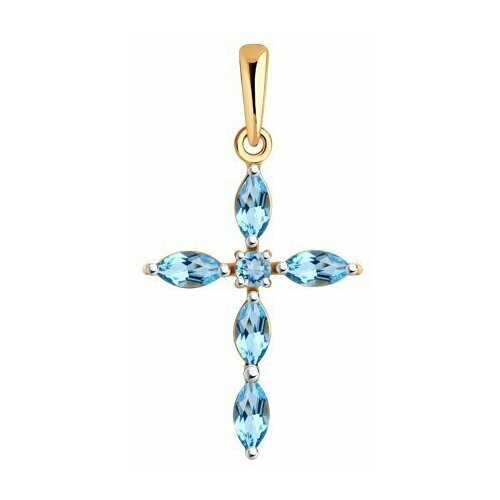 фото Подвеска diamant online, золото, 585 проба, топаз, размер 3 см.
