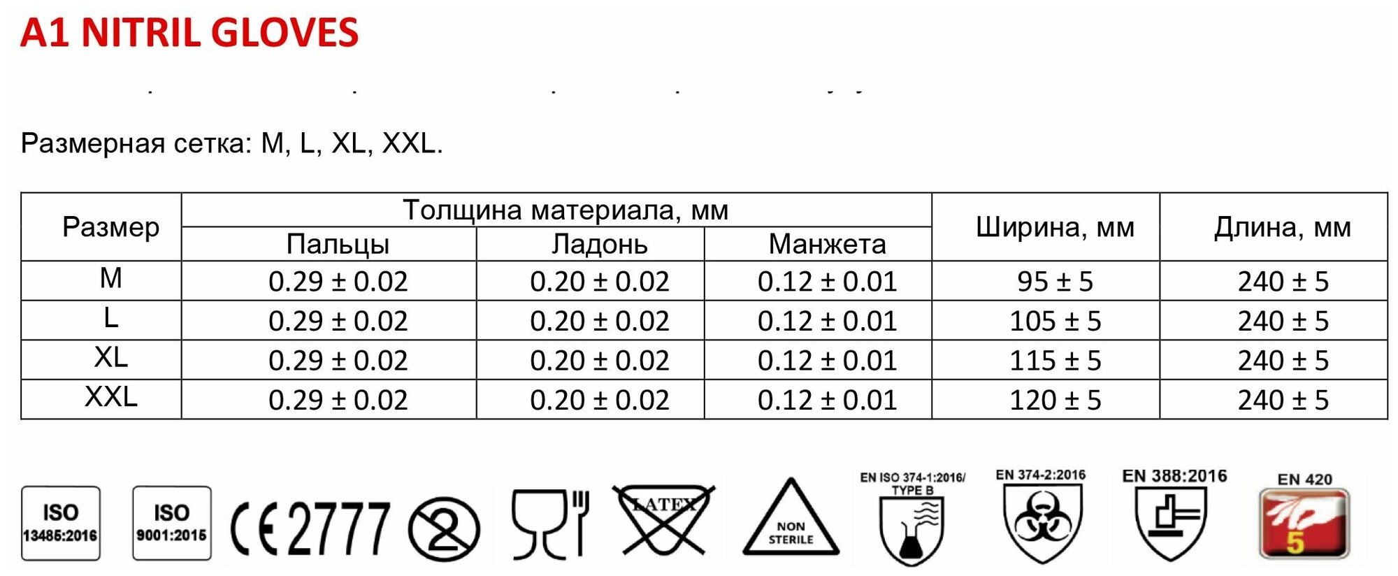 А1 Нитриловые перчатки прочные для автосервиса, для малярных работ, устойчивые к растворителям, черные, размер L, упаковка 100шт