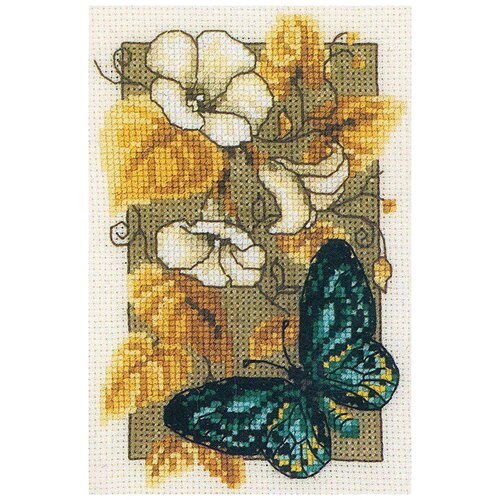 фото Vervaco набор для вышивания бабочка на цветах 8 х 12 см (pn-0144802)