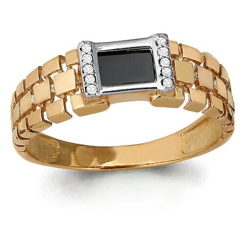 фото Золотое кольцо aquamarine 62174ч с фианитом diamant-online