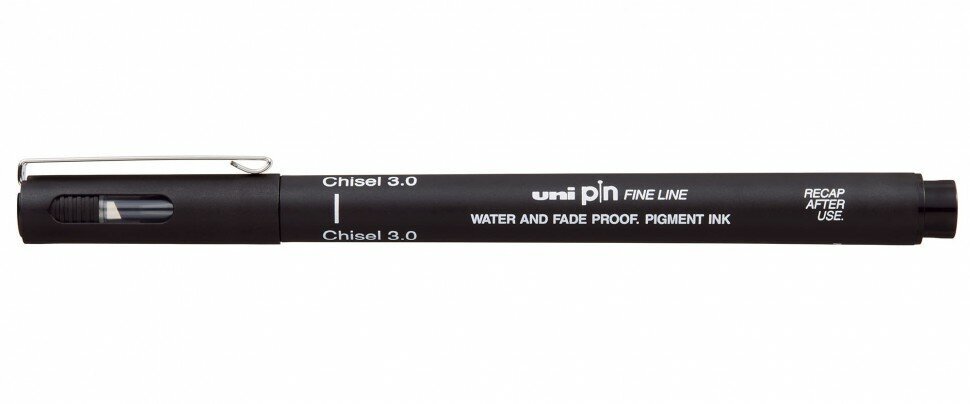 Линер Uni Pin Fine Line Chisel 3.0, долото, черный, 3 мм