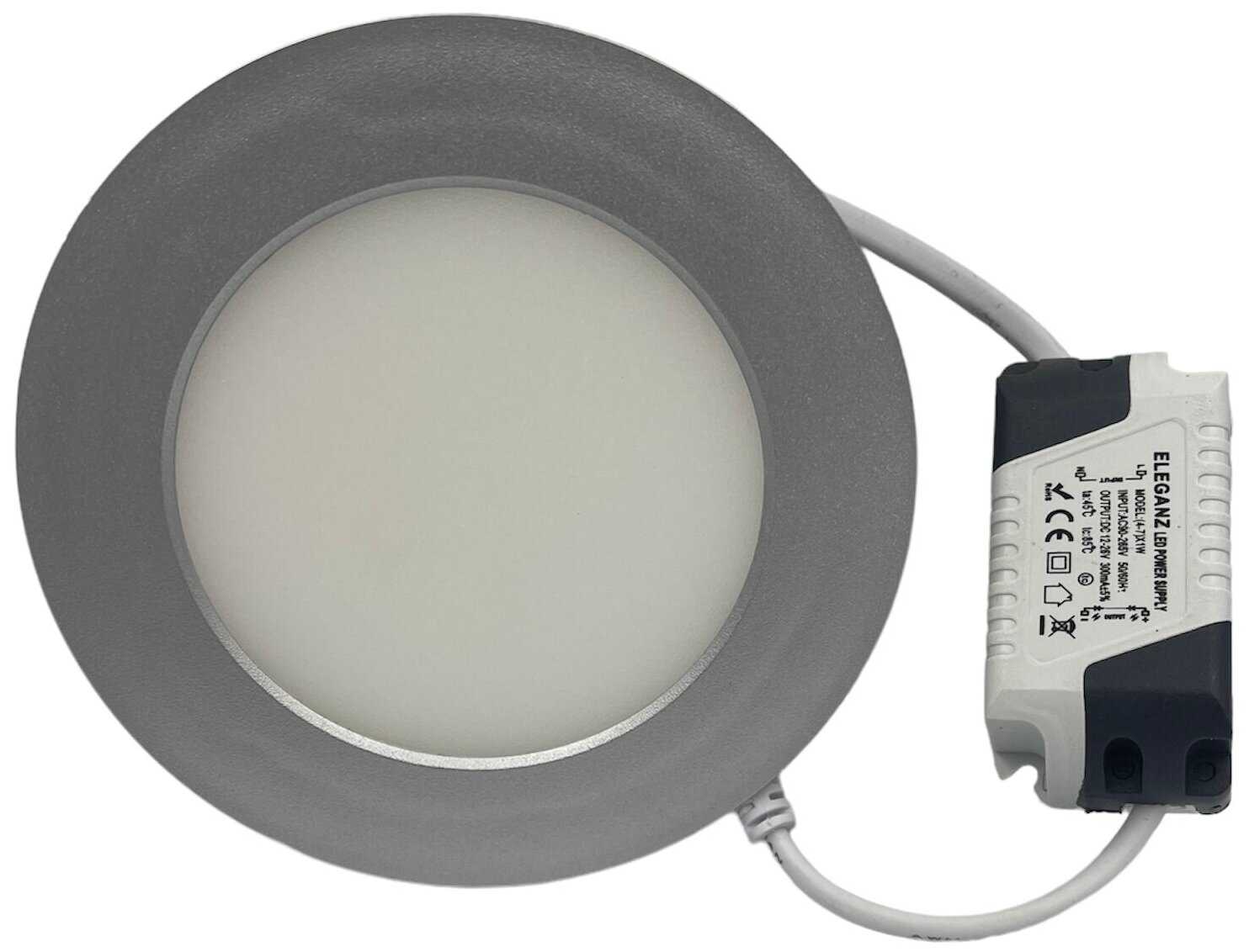 Встраиваемый термопластиковый светильник серый круглый 6Вт нейтральный 4500К