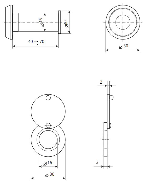 Глазок дверной Apecs 3016/40-70-CR - фотография № 2
