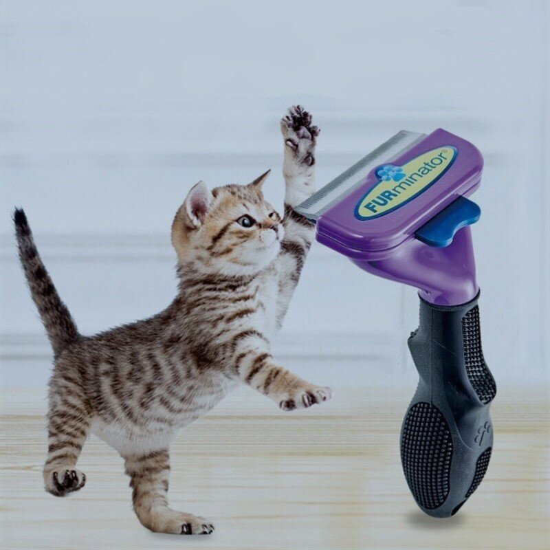 Щетка -дешеддер, расческа-пуходерка для линьки FURminator для кошек и собак 10 см микс размер L - фотография № 1