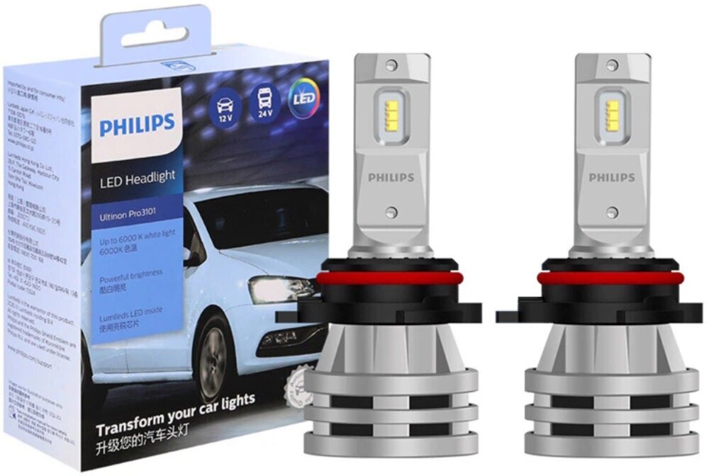 Лампа автомобильная светодиодная Philips LED Headlight Pro3101 HB3/HB4 9005/9006 6000 К 12 В/24 В пара 11005U3101X2