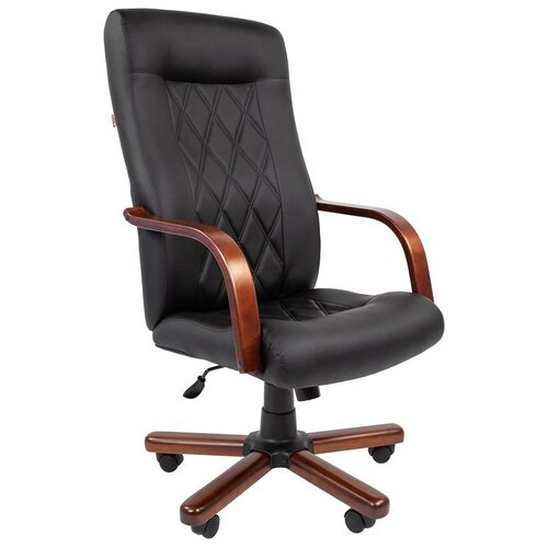 Кресло руководителя Easy Chair Echair 430 TPU черное,искусственная кожа, массив дерева, металл