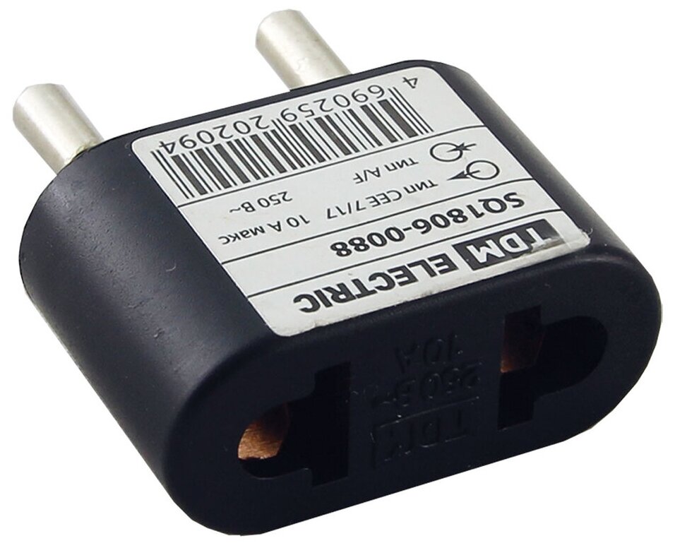 фото Переходник тип CEE 7/17 - тип А/F Tdm Electric, плоский, 10 A, черный