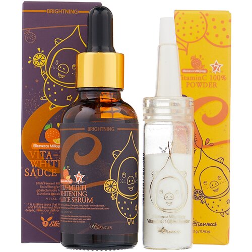 Elizavecca Vitamin C 100% Powder + Vita Multi Whitening Sauce Serum Набор для лица Пудра витамина С, 12 гр + Омолаживающая сыворотка для лица, 30 мл , 2 шт.