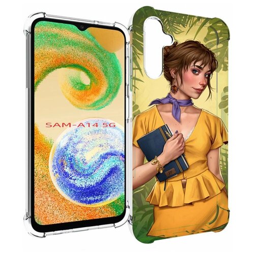 Чехол MyPads девушка-в-зелени женский для Samsung Galaxy A14 4G/ 5G задняя-панель-накладка-бампер