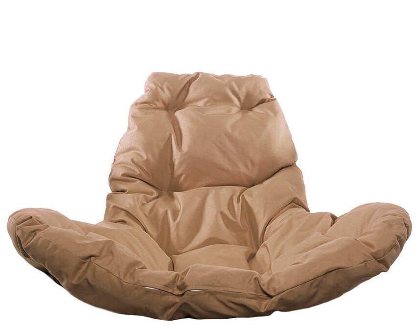 Подвесное кресло из ротанга "Капля" серое с бежевой подушкой M-Group