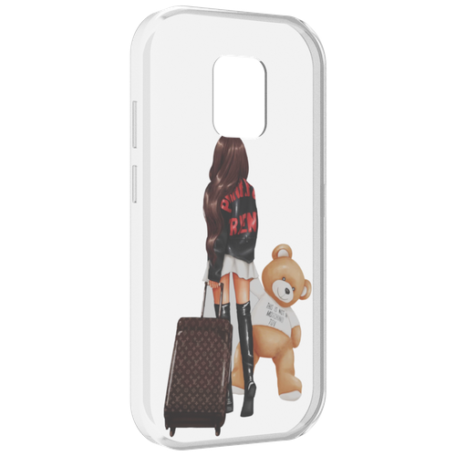 Чехол MyPads девушка-с-модным-чемоданом женский для UleFone Power Armor 14 / 14 Pro задняя-панель-накладка-бампер