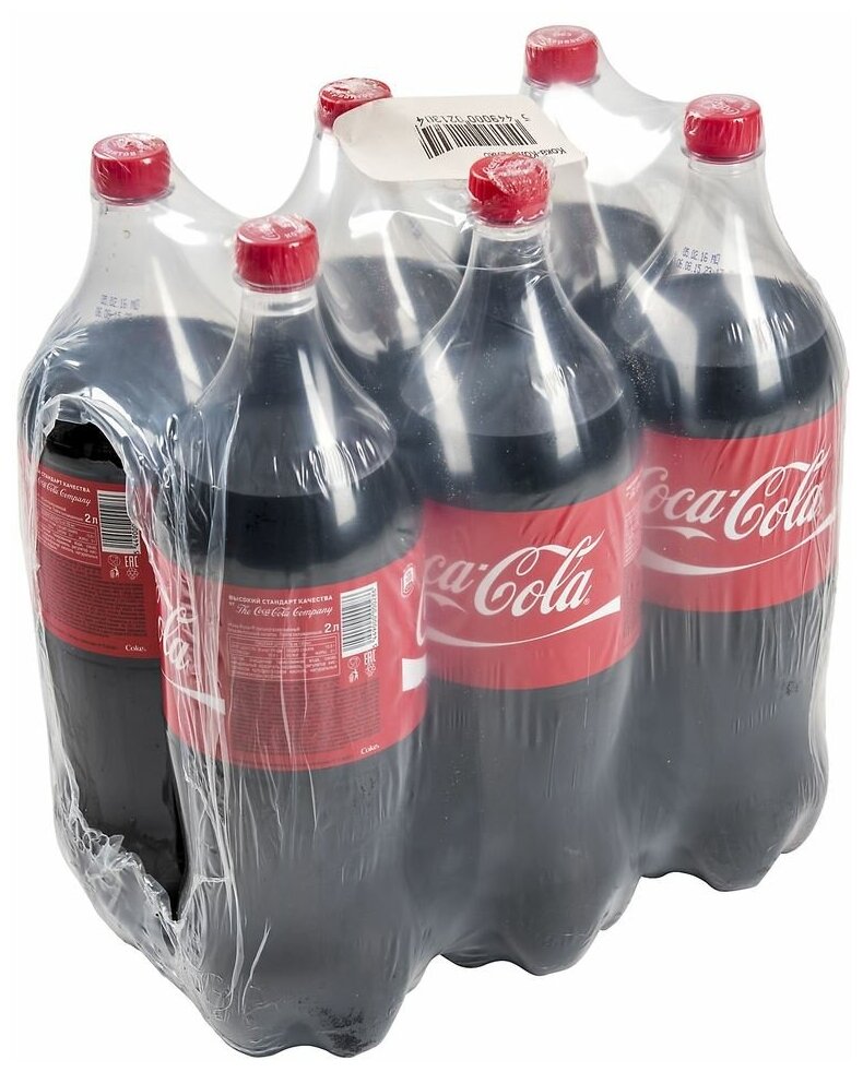 Coca Cola Classic, 6 шт, бутылка, Кока Кола, Классик, 2 л, газированный напиток, упаковка