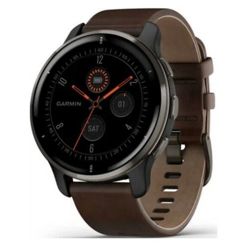 умные часы garmin venu 3 slate stainless steel bezel with black case and black leather band 010 02784 52 Умные часы Garmin Venu 2 Plus (Цвет: Brown)