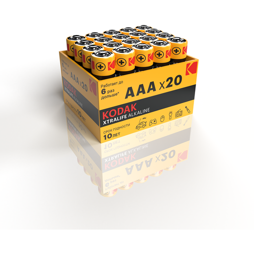 Батарейки Kodak LR03-20 bulk XTRALIFE Alkaline арт. Б0054764 (20 шт.) батарейки kodak ааа 4 шт мизинчиковые