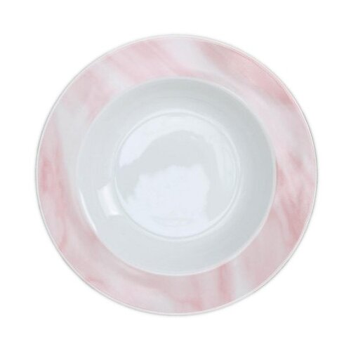 фото Доляна тарелка суповая мрамор 21 см розовый