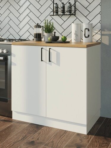 Изображение товара Кухонный гарнитур VITAMIN модульный шкаф напольный с полкой, ЛДСП, без столешницы. Цвет "Белый" ширина 80 см.