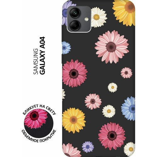 Матовый чехол Gerberas для Samsung Galaxy A04 / Самсунг А04 с 3D эффектом черный матовый чехол hands для samsung galaxy a04 самсунг а04 с 3d эффектом розовый