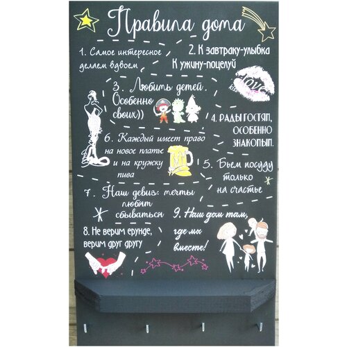 Ключница открытого типа в прихожую с панно 