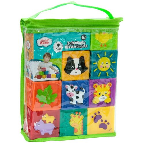 Набор мягких кубиков для ванны, LITTLE HERO изучаем животных, цифры 9 шт.