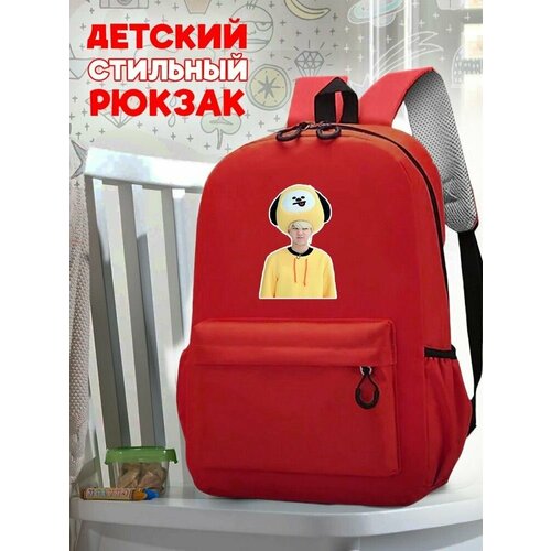 Школьный красный рюкзак с принтом Музыка BTS - 7
