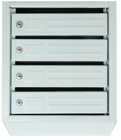 Ящик почтовый многосекционный, 4 секций, с задней стенкой, серый, дверка микс