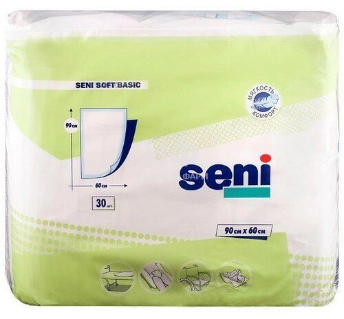 Пеленки Seni софт basic 60х90  30  впит 500мл 
