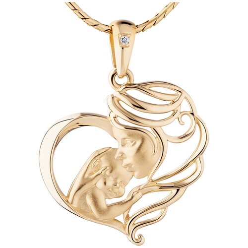 фото Подвеска женская в виде сердца "мать и дитя" желтое золото с бриллиантом ivena