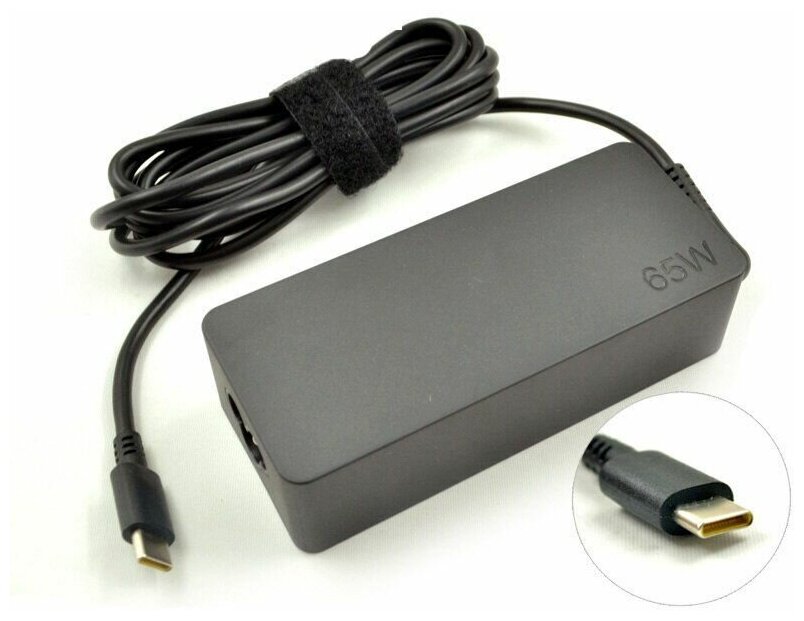 Зарядное устройство (блок питания / зарядка) для ноутбуков Asus UX490 / HP 1012 G1 / 13-v / 13 G1 / 13 7370 / XPS 12 9250 (3,25A, 20V, 65W), штекер USB Type-C, с сетевым кабелем в комплекте