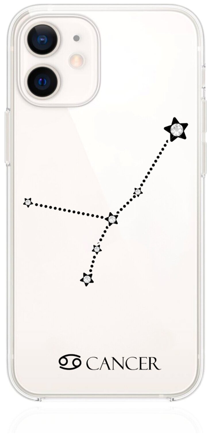 Прозрачный силиконовый чехол с кристаллами Lux для iPhone 12 Mini Знак зодиака Рак Cancer для Айфон 12 Мини