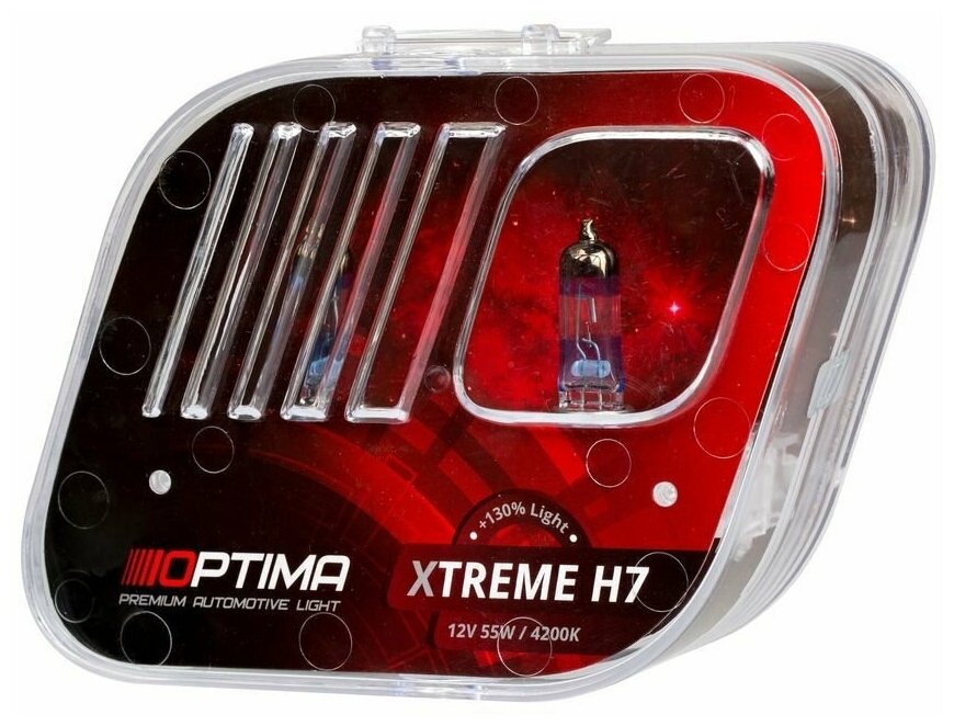 Галогенные лампы Optima Xtreme H7 +130% light 4200K, 12V, 55W, комплект - 2 лампы