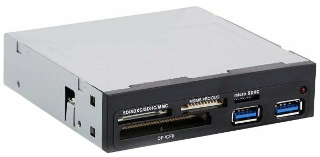 CardReader Ginzzu GR-152UB CardReader 4-in-one (SD, microSD, MS, CF), 2x USB 3.0 port (черный, внутренний, 3.5\