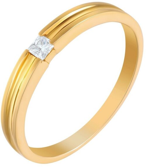 Кольцо JV, желтое золото, 585 проба, бриллиант, размер 22