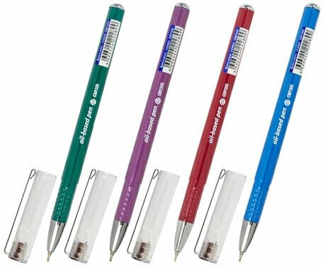 Ручка шариковая масляная BRAUBERG Oxet Color, синяя, корпус ассорти, В дисплее, игольчатый узел 0,7 мм, линия письма 0,35 мм, 143003