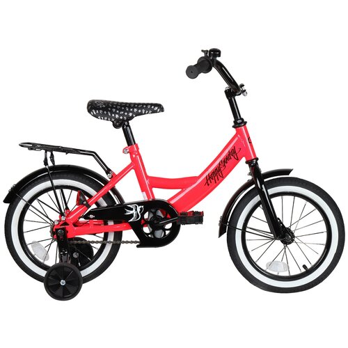 фото Велосипед детский двухколесный city- ride happysunday, рама сталь, колеса радиус 14", страховочные колеса, задний ножной тормоз, велосипед для мальчиков, для девочек, для детей, цвет розовый city-ride