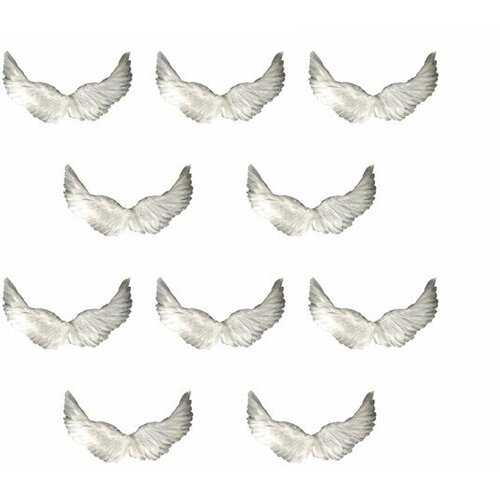 Крылья ангела белые перьевые карнавальные большие 60х35см, на Хэллоуин и Новый год (10 пар в наборе)