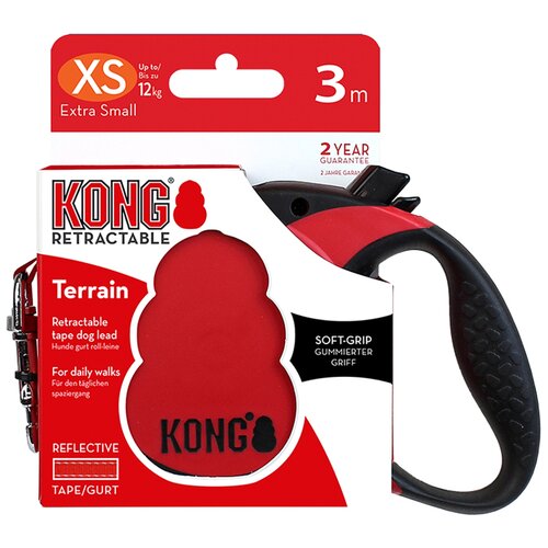 Поводок-рулетка KONG Terrain XS (до 12 кг) лента 3 метров, черный