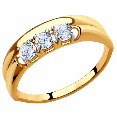 Кольцо Яхонт, золото, 585 проба, фианит, размер 18, бесцветный кольцо яхонт золото 585 проба размер 18
