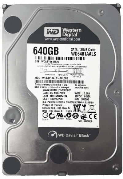 Жесткий диск Western Digital WD6401AALS 640Gb SATAII 3.5" HDD