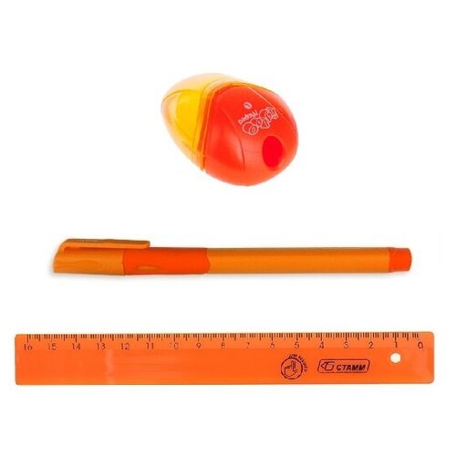 фото Точилка maped (франция) "i-gloo", для левши, с контейнером + подарок ручка и линейка для левши (цвета: оранжевый)
