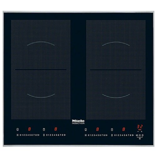 Индукционная варочная панель Miele KM 6328-1 с рамкой цвет панели черный цвет рамки серебристый 11410000₽