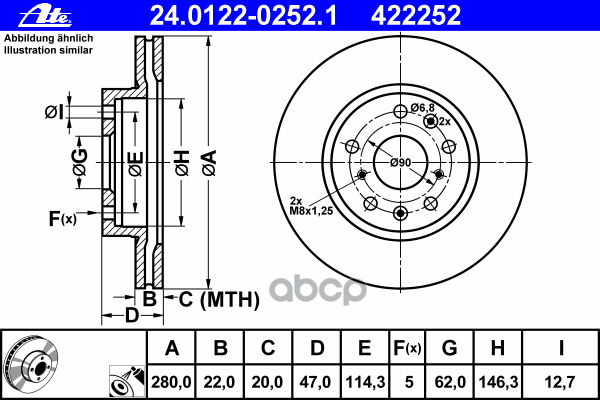 Диск Тормозной Передний Suzuki Sx4 Ate 24.0122-0252.1 Ate арт. 24.0122-0252.1