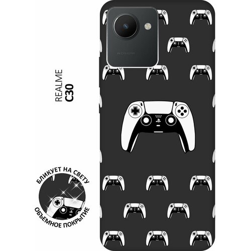 Матовый чехол Controller Pattern для realme C30 / Рилми С30 с 3D эффектом черный матовый чехол fck pattern для realme c30 рилми с30 с 3d эффектом розовый