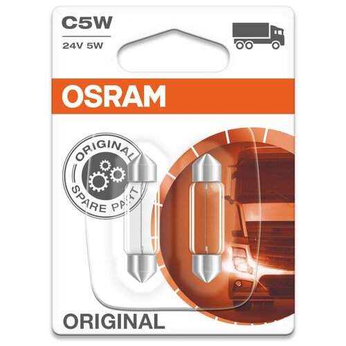 Лампа автомобильная галогенная OSRAM 6423-02B, C5W, 2шт