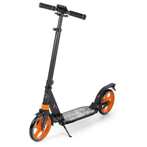фото Самокат двухколесный "urban scooter suncolor skl-03" амортизатор, колеса 200 мм (оранжевый/черный)