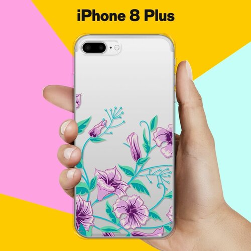 Силиконовый чехол Фиолетовые цветы на Apple iPhone 8 Plus силиконовый чехол на apple iphone 8 plus 7 plus эпл айфон 7 плюс 8 плюс с рисунком яркие цветы