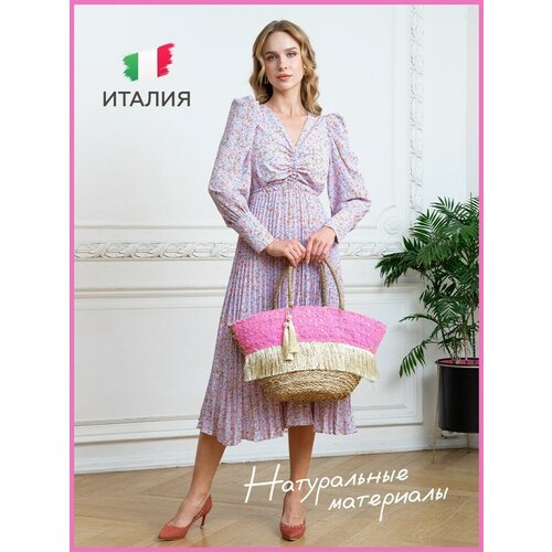 Сумка , фактура плетеная, бежевый