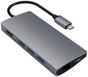 USB-концентратор Satechi Aluminum Multi-Port Adapter 4K with Ethernet V2, разъемов: 6, space gray