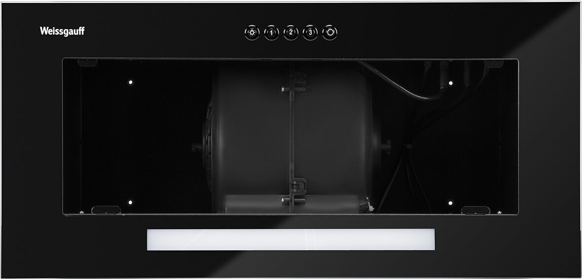 Кухонная встраиваемая вытяжка Weissgauff Aura 900 BL 3 года гарантии, Алюминиевый жировой фильтр, Низкий уровень шума